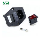 With 10A Fuse! Red yellow  Green Blue Black Rocker Switch Fused  C14 IEC320 Inlet Power Socket Fuse Switch Connector AS-10 wholesale bulk price