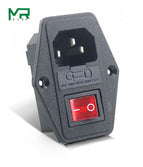 With 10A Fuse! Red yellow  Green Blue Black Rocker Switch Fused  C14 IEC320 Inlet Power Socket Fuse Switch Connector AS-10 wholesale bulk price