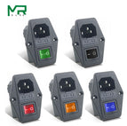 With 10A Fuse! Red yellow  Green Blue Black Rocker Switch Fused  C14 IEC320 Inlet Power Socket Fuse Switch Connector AS-10 wholesale bulk price