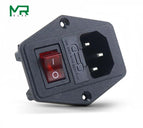 With 10A Fuse! Red yellow  Green Blue Black Rocker Switch Fused  C14 IEC320 Inlet Power Socket Fuse Switch Connector AS-10 wholesale bulk price