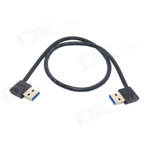 CY U3-182-0.5M USB 3.0 Type A Male 90 Degree Left Angled to Right Angled Extension Cable - Black wholesale bulk price