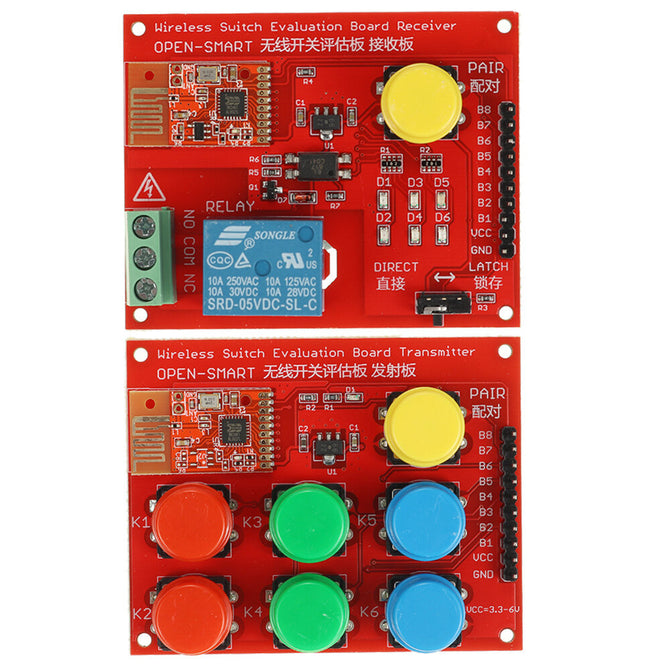 OPEN-SMART® 2.4GHz Wireless Switch Evaluation Board Remote Kit 6-Channel Transmitter Receiver Module without Programming for Arduino wholesale bulk price