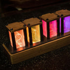 LED RGB Pseudo Glow Tube Digital Clock Nordic Style Desktop Assembly Walnut Decoration wholesale bulk price