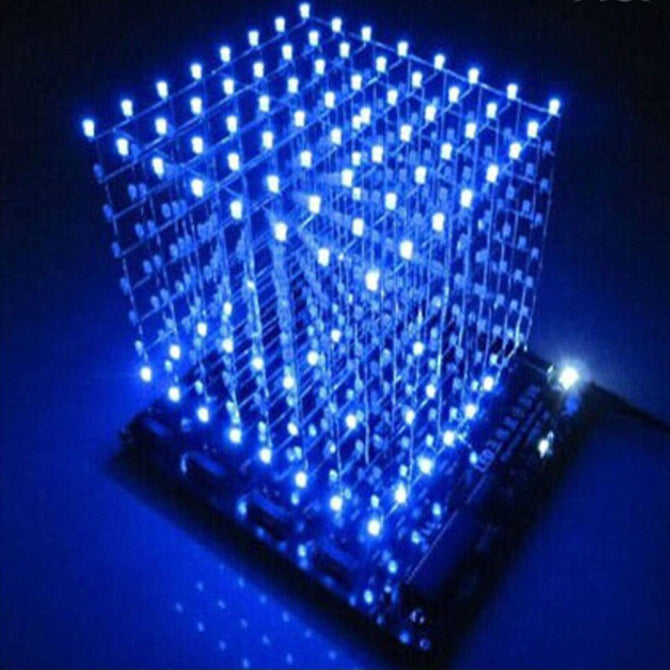 DIY Square 8x8x8 3D Light Electronic Cube Kit Blue Red LED Spectrum Board wholesale bulk price