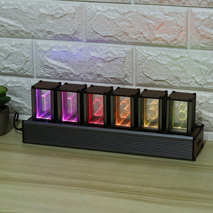 RGB Pseudo-glow Tube Clock DIY Kit LED Desktop Creative Decoration Friend Gift Walnut Vintage Digital Ornaments wholesale bulk price