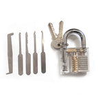 Transparent Practice Padlock + 5 Lock Picks Tool Set - Silver wholesale bulk price