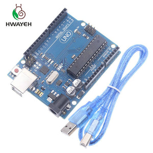 high quality One set UNO R3 Official Box ATMEGA16U2+MEGA328P Chip For Arduino UNO R3 Development board + USB CABLE
