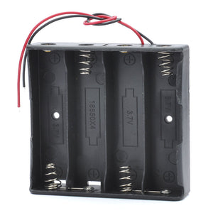 14.8V 4*18650 Battery Holder Case Box with Leads - Black