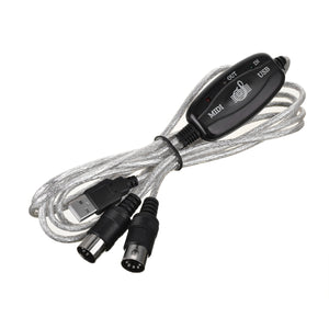 USB 2.0 to MIDI Converter Adapter Cable - Black (178.5cm)