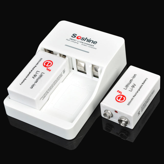 Soshine SC-V1 500mAh 9V Lithium-ion Rechargeable Batteries with Battery Charger