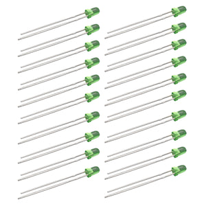 590~635nm 800~1000MCD 3mm LED - Green (20-Piece Pack)