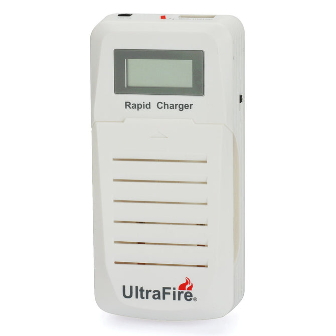 UltraFire WF-200 1.1" LCD Dual Slots Battery Charger w/ USB Port for 18650 / 14500 + More (UK Plug)