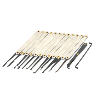 Stainless Steel Hook Lock Pick Set - Silver + Black (14PCS)