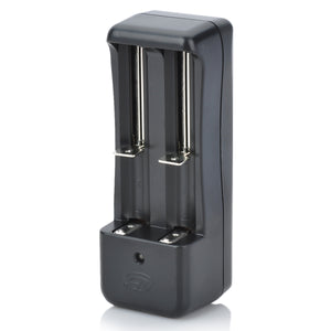 Dual AA/AAA26650/18650/18500/17670/14500/16340 Slots Charger - Black (AC 100~240V / 2-Flat-Pin Plug)