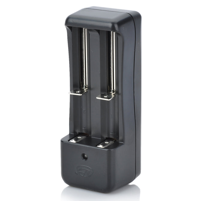 Dual AA/AAA26650/18650/18500/17670/14500/16340 Slots Charger - Black (AC 100~240V / 2-Flat-Pin Plug)