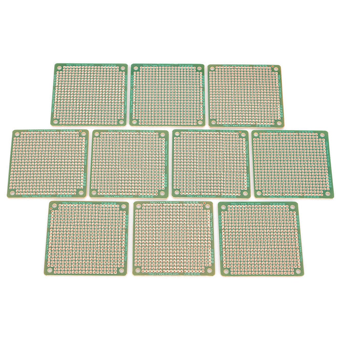 Prototype Universal Printed Circuit Board Breadboards - Green + Brown (10-Piece Pack)