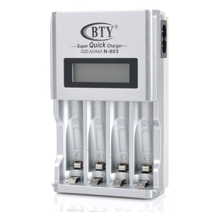 1.5" LCD AA /AAA / Ni-NH / Ni-Cd Battery Charger - Silver