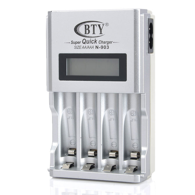 1.5" LCD AA /AAA / Ni-NH / Ni-Cd Battery Charger - Silver