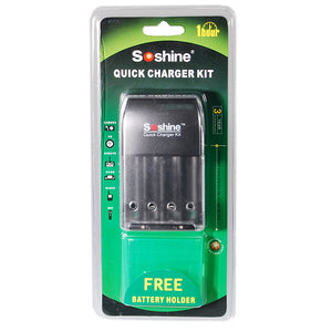 Soshine SC-U2 AA/AAA NiMH/NiCD Battery Quick Charger with Battery Holder Case (100V~240V AC)