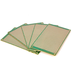 Prototype Universal Printed Circuit Board Breadboards - Green + Brown (5-Piece Pack)
