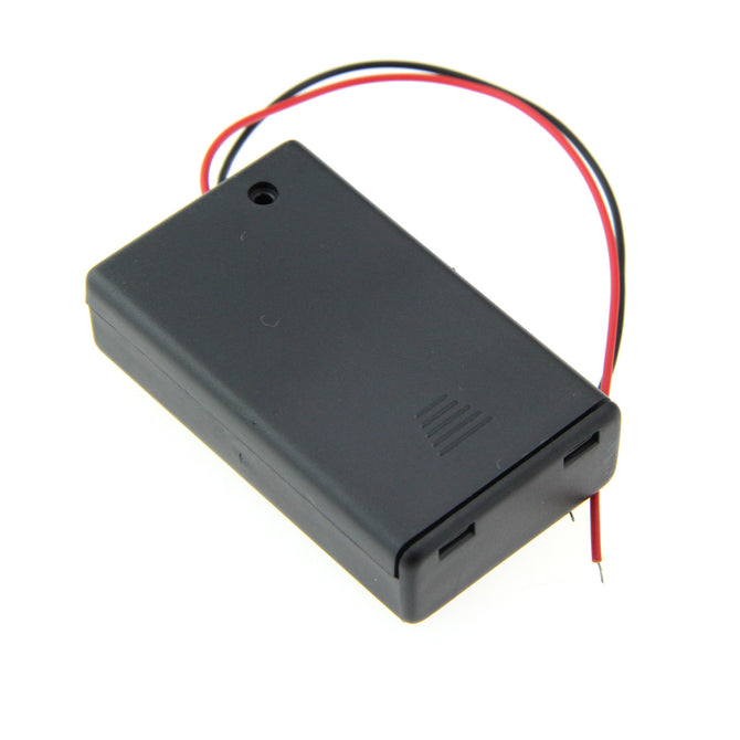 3xAAA Batteries Holder Case Box with Leads - Black