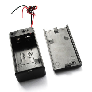 9V Battery Holder Case Box with Leads & On/Off Switch - Black
