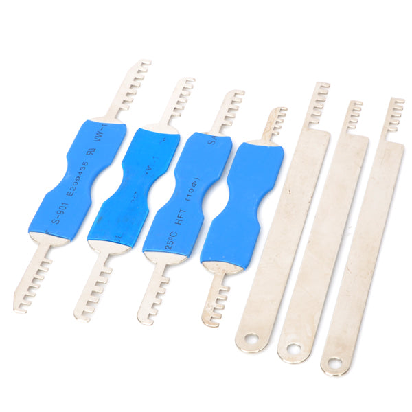 7-in-1 Comb Style Stainless Steel Lock Pick Set - Blue + Silver