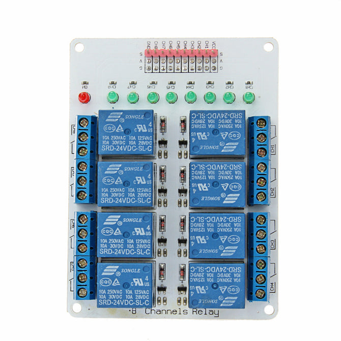 8-Channel 24V Relay Module Expansion Board for Arduino (Works with Official Arduino Boards)