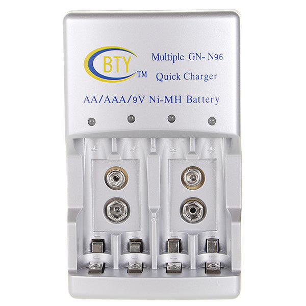 BTY Smart Auto-Stop 4-Channel Quick Charger for AA/AAA/9V 6F22 Batteries (100V~240V AC)