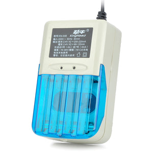 KingNeed 4 x AA / AAA / LF6 Battery Charger w/ US Plug - Grey + Blue (AC 220V)