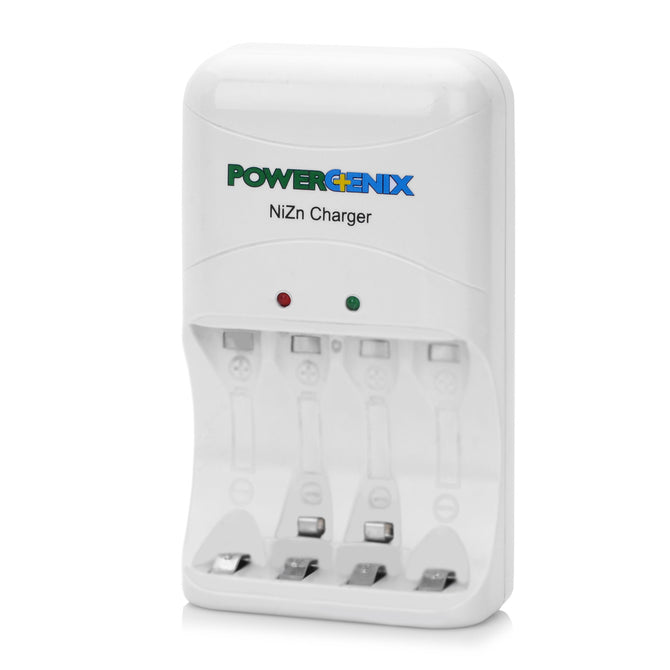 PowerGenix 4 x AA / 2 x AAA NiZn Batteries Quick Charger - White (AC 100~240V / 2-Flat-Pin Plug)