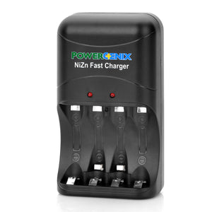 PowerGenix 4 x AA / 2 x AAA NiZn Batteries Charger - Black (AC 100~240V / 2-Flat-Pin Plug)