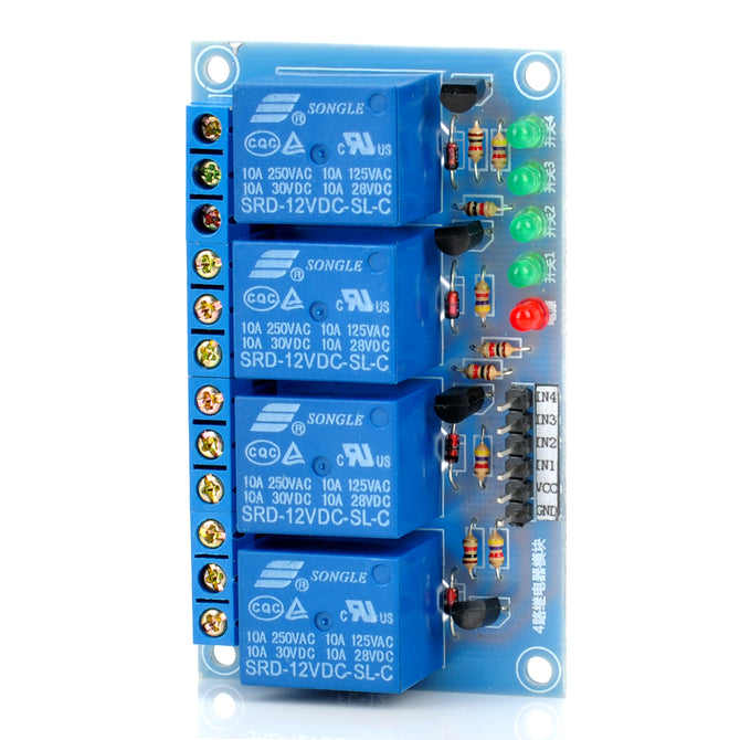 4 Channel 12V High Level Trigger Relay Module for Arduino (Works with Official Arduino Boards)