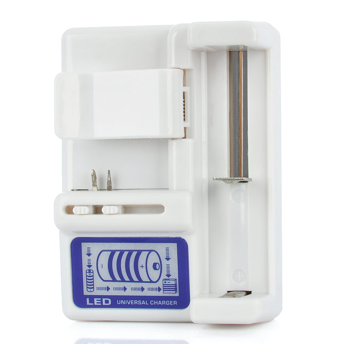 Universal Li-ion Battery Charger w/ USB Port for 18650 / 17670 / 18500 / Cell Phone (110~240V)