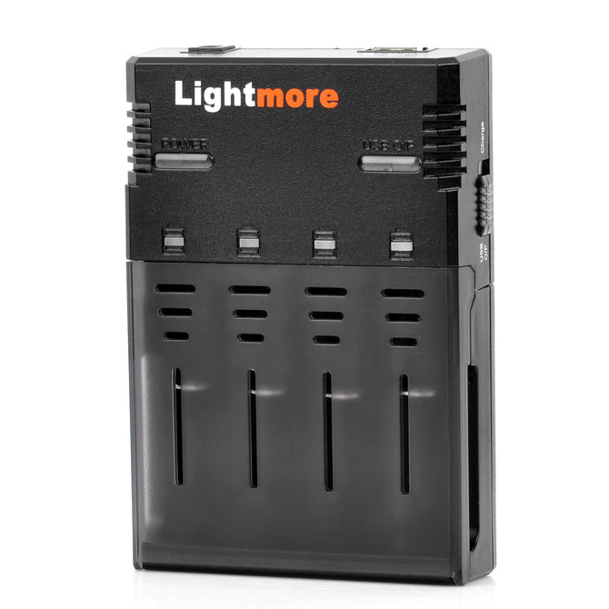 Lightmore Q-128 Battery Charger for 18650 / 16340 / 14500 / 10440 Battery - Black (EU Plug)