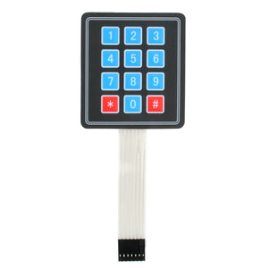 3 x 4 Matrix 12 Key Membrane Switch Keypad Keyboard w/ Sticker - Black