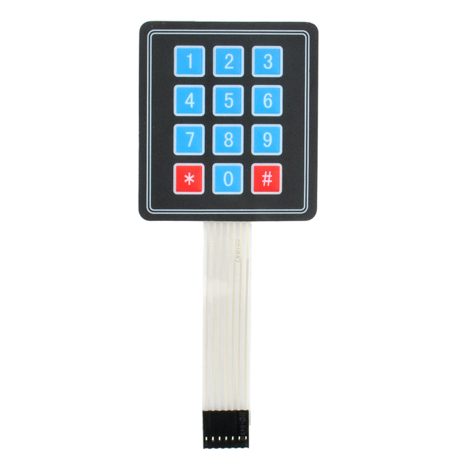 3 x 4 Matrix 12 Key Membrane Switch Keypad Keyboard w/ Sticker - Black
