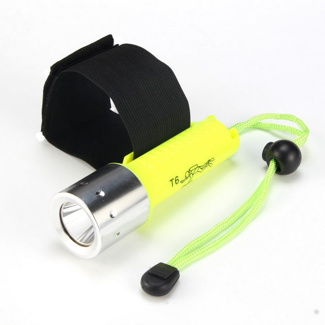New-608 800lm White LED Diving Flashlight - Fluorescent Green