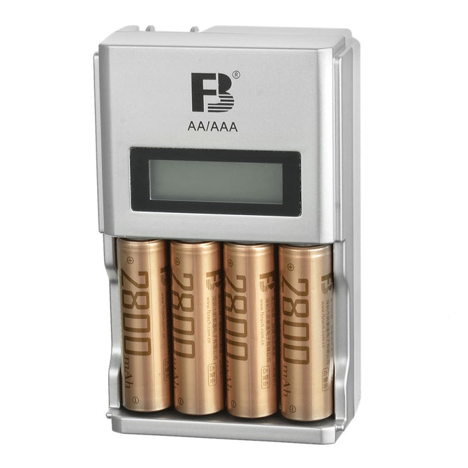 FB 1.5" LCD AA / AAA Ni-MH Battery Charger w/ 4 x AA Batteries (1.2V / 2800mAh)