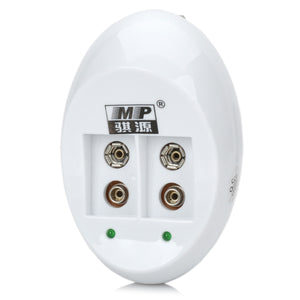 MP 840 Dual-Slot 6F22 9V Ni-MH Ni-CD Battery Charger - White (AC 100~240V / 2-Flat-Pin Plug)