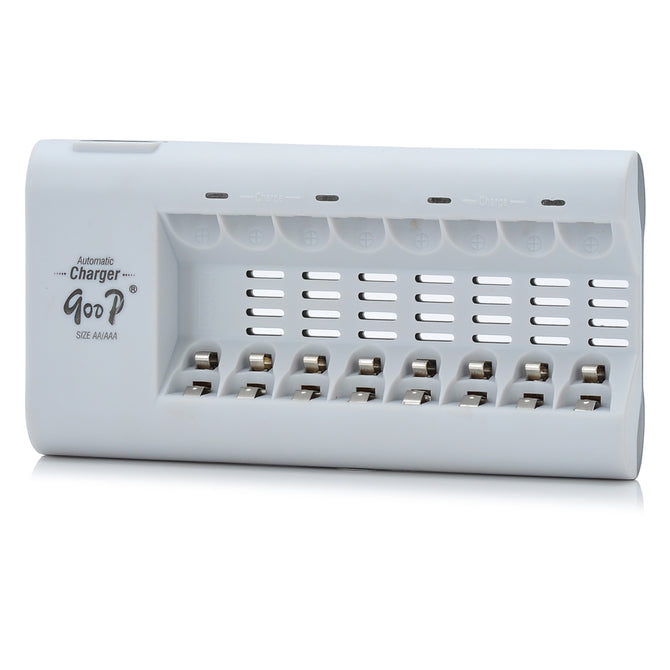 GOOP GD-808A 8-Slot AA / AAA Battery Charger - Grey (2-Round-Pin Plug / AC 100~240V)