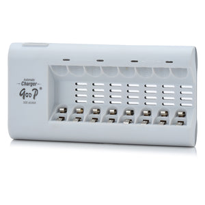 GOOP GD-808A 8-Slot AA / AAA Battery Charger - Grey (2-Flat-Pin Plug / AC 100~240V)
