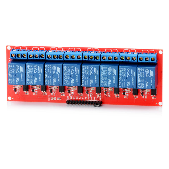 8 Channel 24V Relay Module - Red + Blue