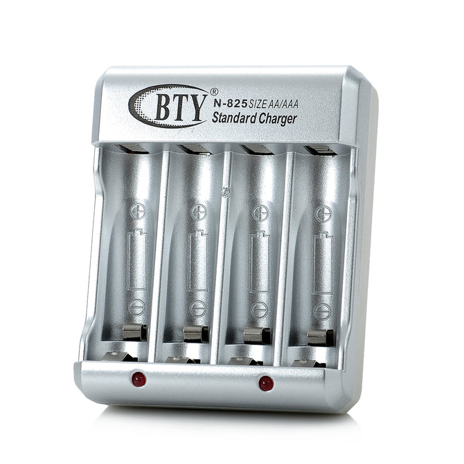 BTY N-825 4 x AA / AAA Battery Charger - Silver (US Plug / 100~240V)