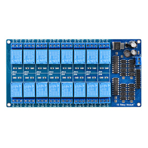 7034 16-Channel 12V Relay Module Board W/ Power LM2576 / Optocoupler Protection - Blue