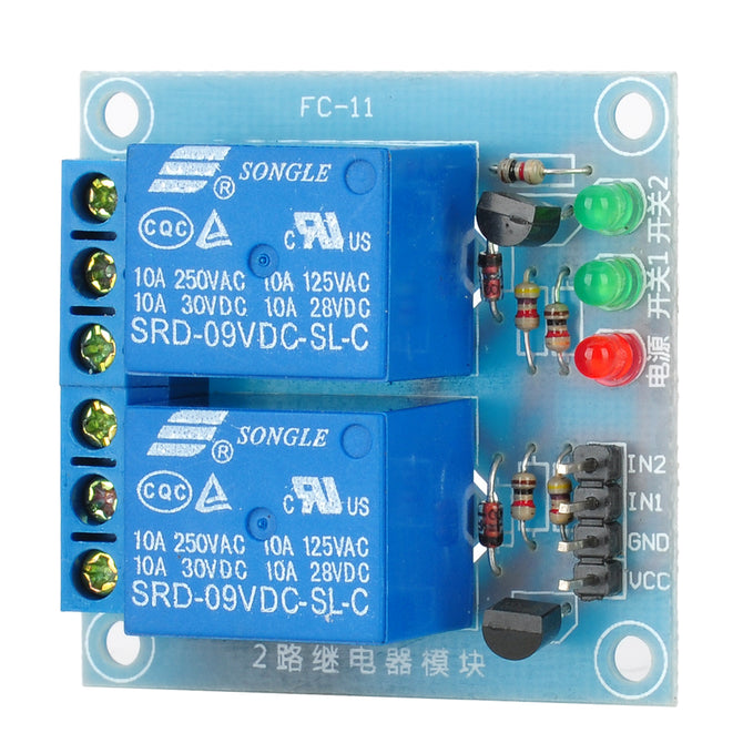 FC-16-C 2-Way 9V Relay Low Trigger Module - Blue