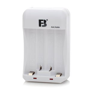 FB FB-15 4 x AA/AAA Battery Charger Ni-MH Ni-Cd Batteries- White + Black