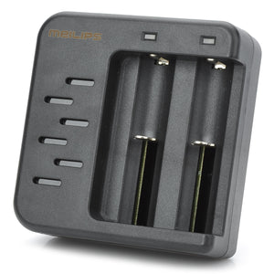 MEILIPS ML-X3 2 x 18650 / 14500 / 16340 / CR123A Battery Charger w/ USB Output - Black (US Plug)