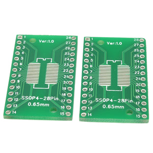 V115 Dual-Side SSOP28 / TSSOP28 / SOP28 SMD to DIP28 Adapter Boards - Green (2 PCS)