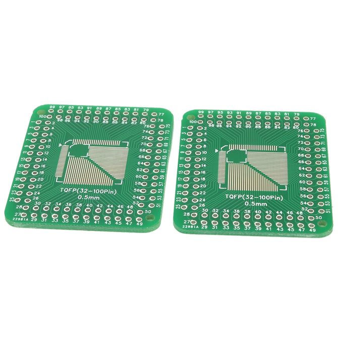Multi-Function V116 LQFP / TQFP32 / 44 / 48 / 64 / 80 / 100PIN to DIP Adapter Boards - Green (2 PCS)